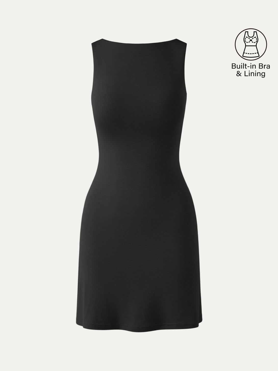 Cooling Open Back Bandless Brami Mini Dress Black XS
