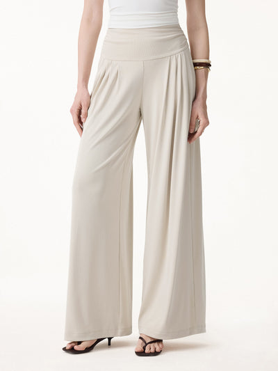 OGLmove Sandwashed Super Flowy Tucked Palazzo Pant with Pockets Morning Mist XS