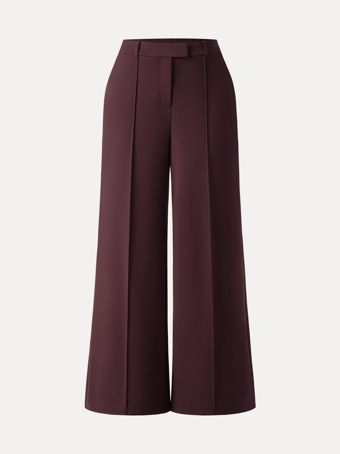 Everyday Mid Rise Wide Leg Trousers with Pockets Regular Dark Berry