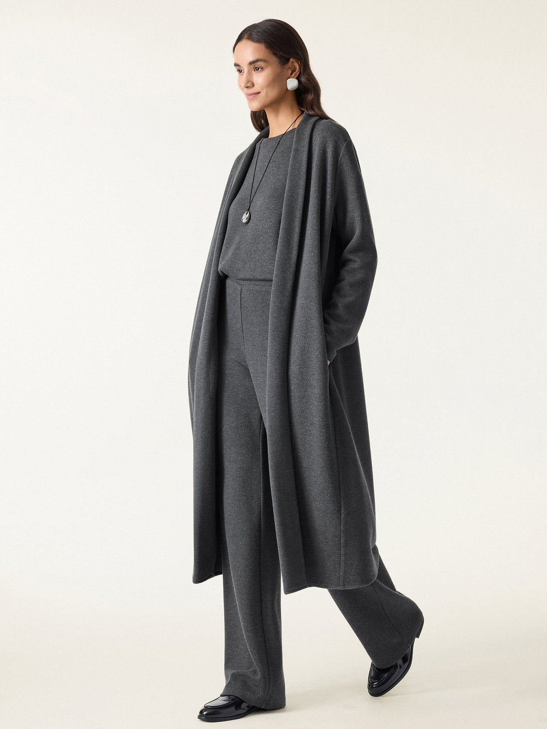 Shawl Collar Long Cardigan with Pockets