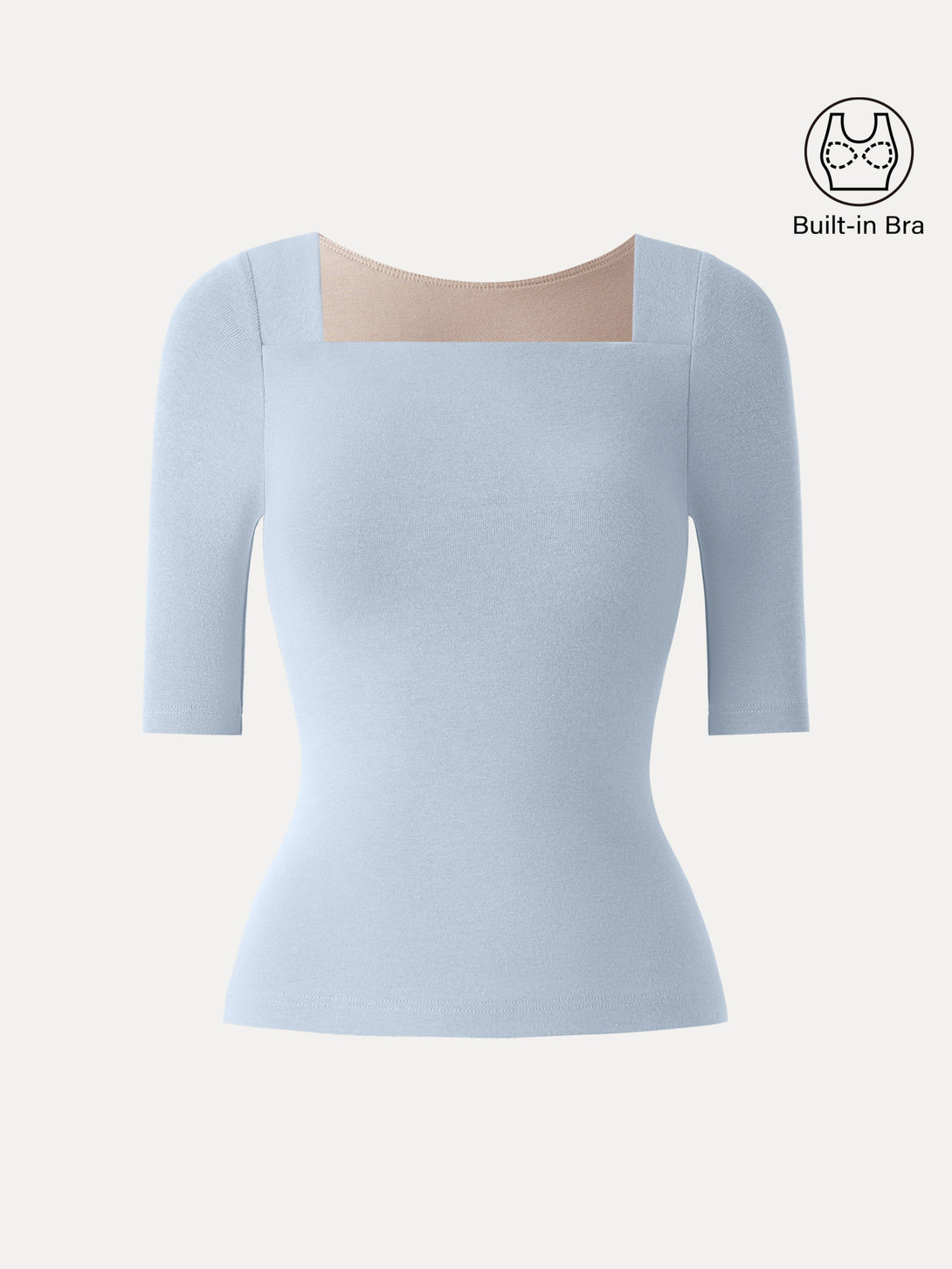 Essential Square Neck Elbow Length Sleeve Brami Blue Air XS