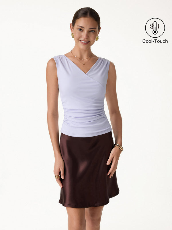 OGLmove Surplice Neck Gathered Waist Top