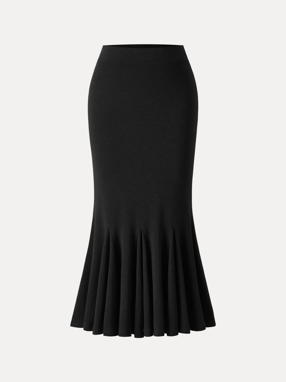 Brushed Inside Mermaid Flare Pull-On Midi Skirt Black XS