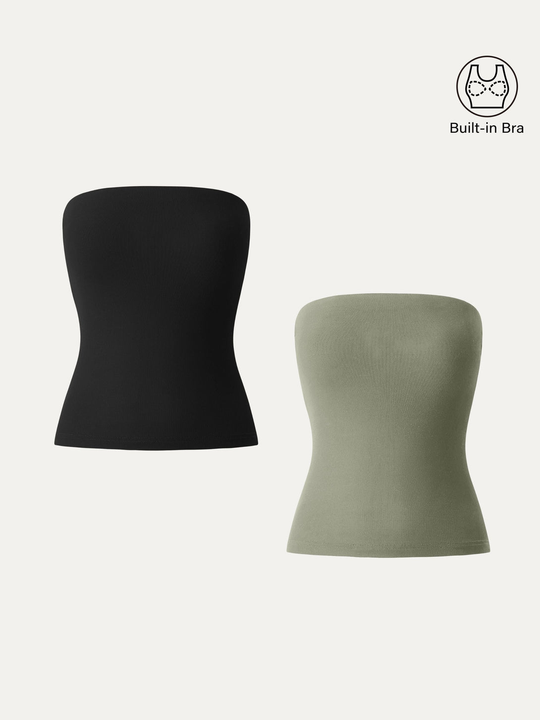 2Pcs Set Non-slip Essential Tube Brami Top Black/Tate Olive XS