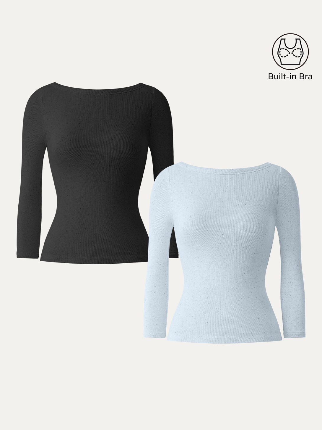 Boatneck 3/4 Sleeve Brami Top Black/Columbia XS