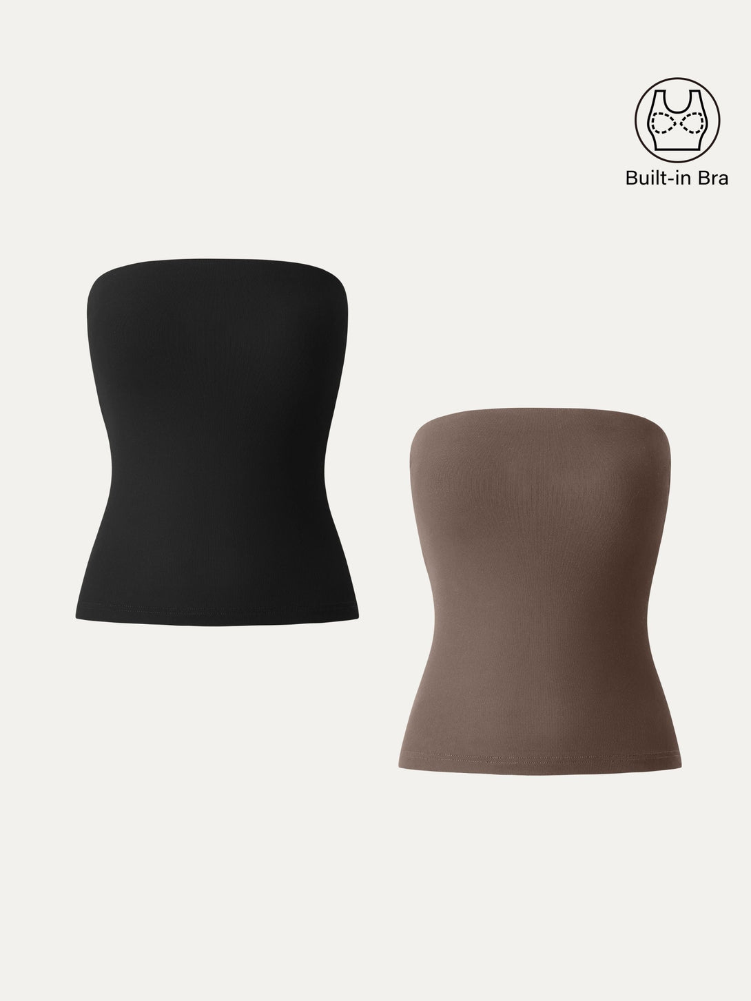 2Pcs Set Non-slip Essential Tube Brami Top Black/Iced Mocha XS
