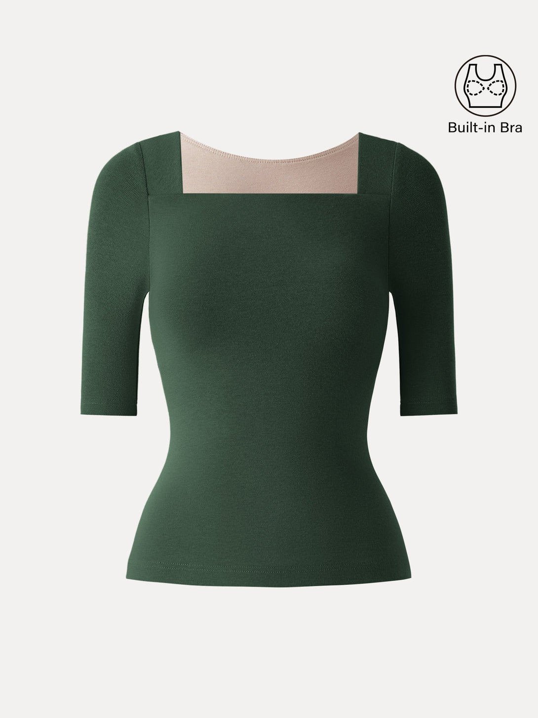 Essential Square Neck Elbow Length Sleeve Brami Deep Bush XS