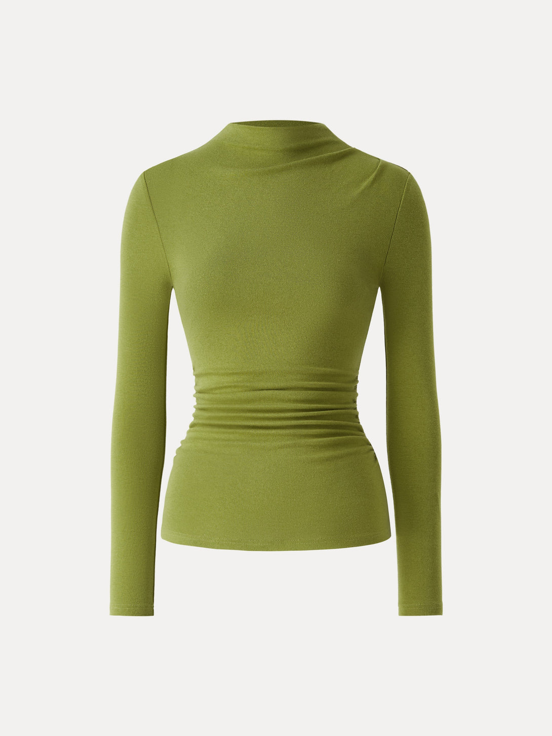 Mockeneck Ruched Long Sleeve Top