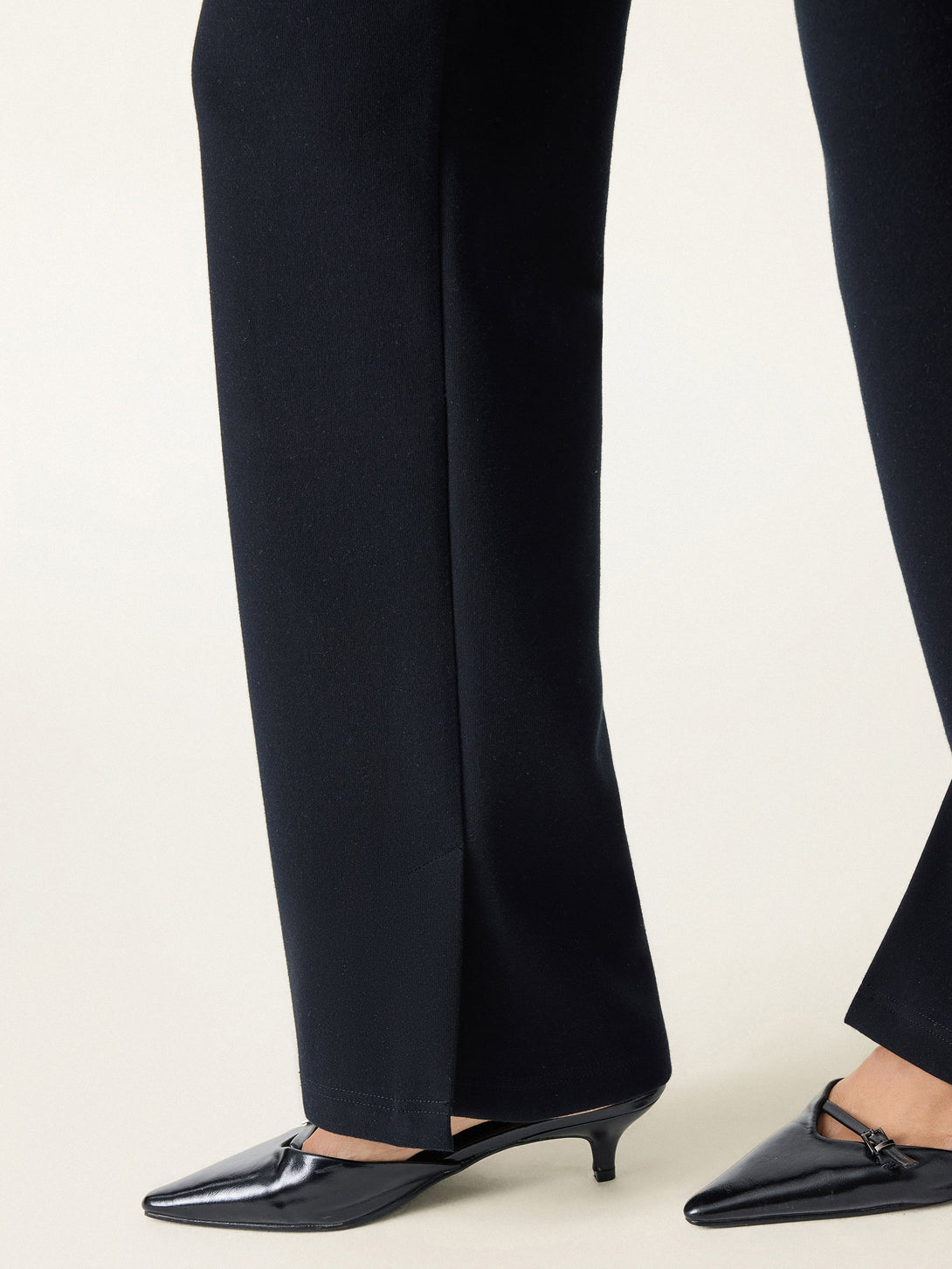 Cozy Knit High Rise Slim Straight Leg Pants with Pockets