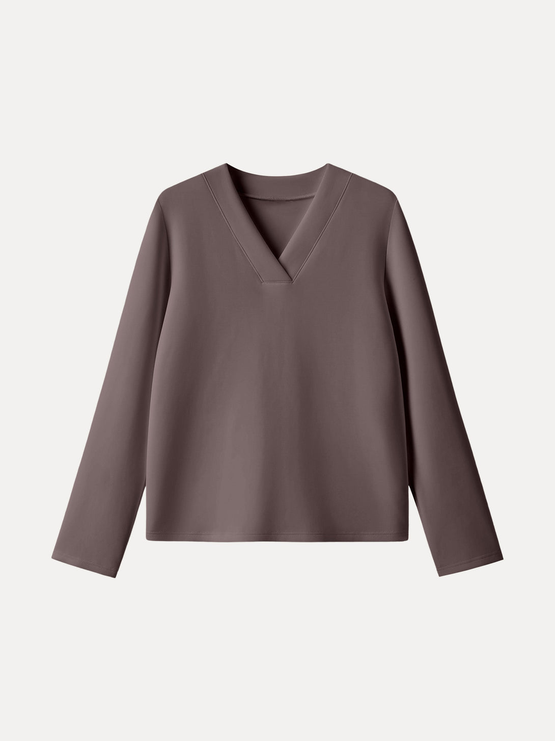 Modal Spacer V-neck Long Pullover Shirt Deepest Mauve XS