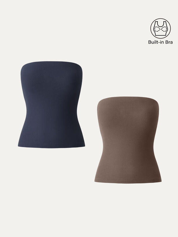 2Pcs Set Non-slip Essential Tube Brami Top Midnight Navy/Iced Mocha XS