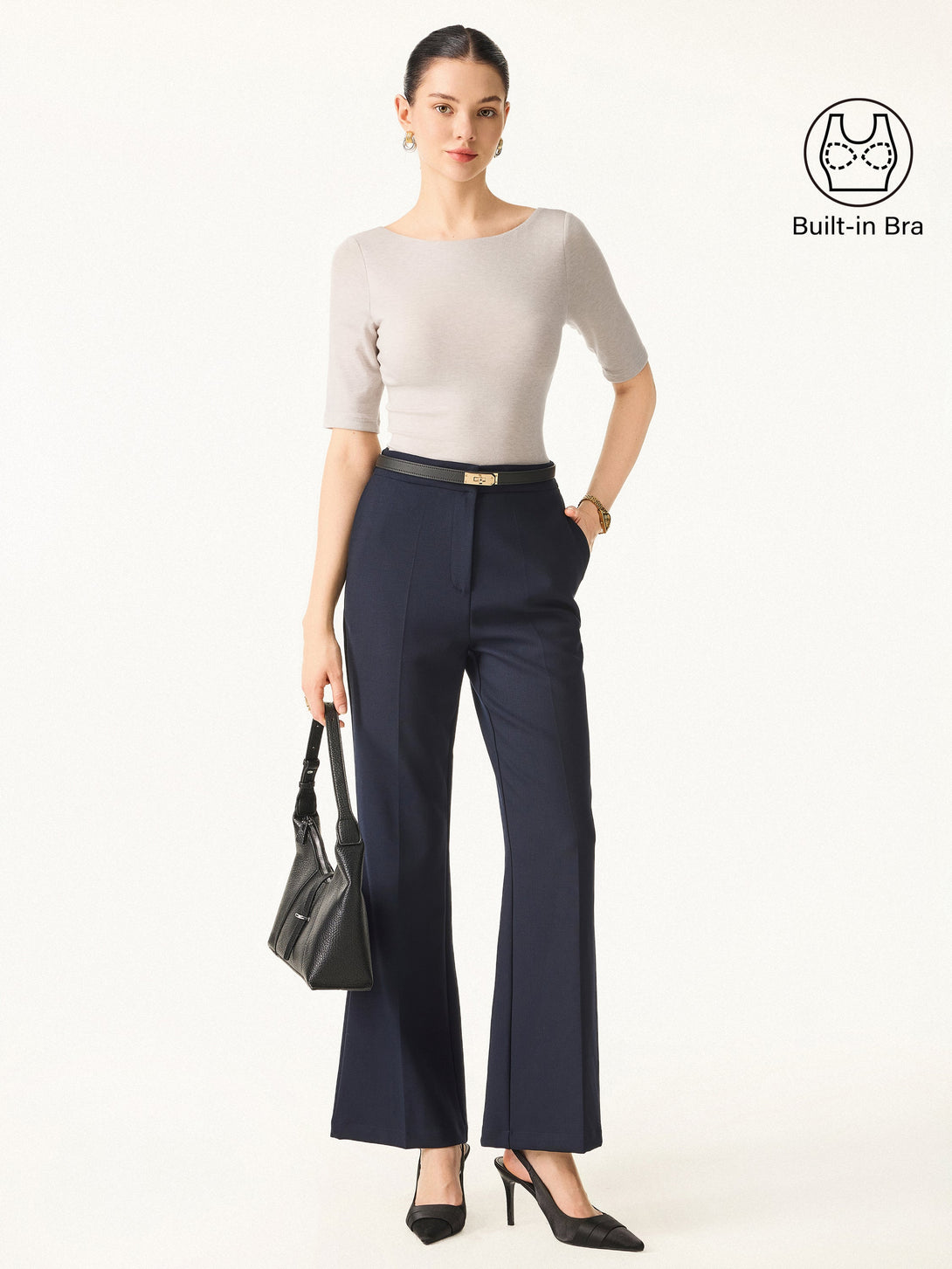 Essential Lyocell Cashmere Boatneck Elbow Length Sleeve Brami