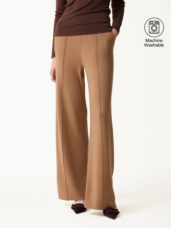OGLmove Merino Blend High-Rise Pintuck Wide-Leg Pants with Pockets