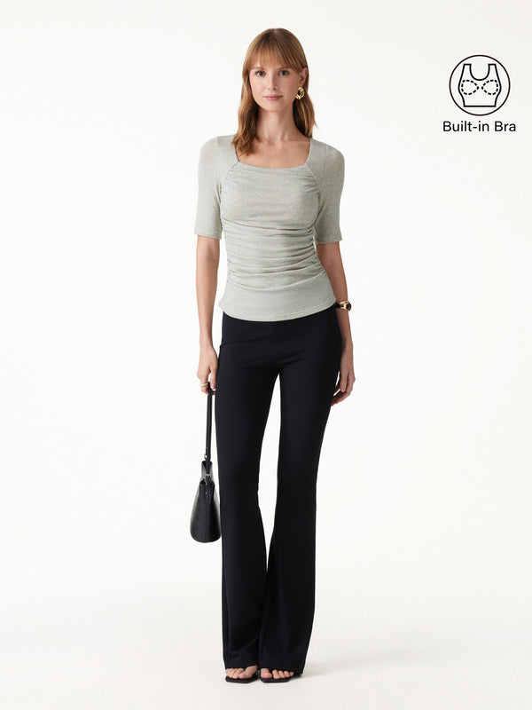 OGLmove Lyocell-Wool Square Neck Ruched Bra Top