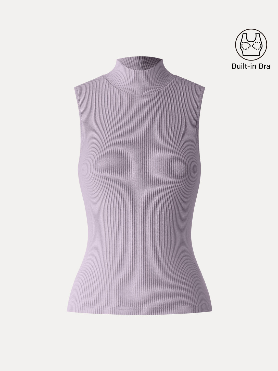 Textured Rib Mockneck Sleeveless Brami Heather Lilac XS