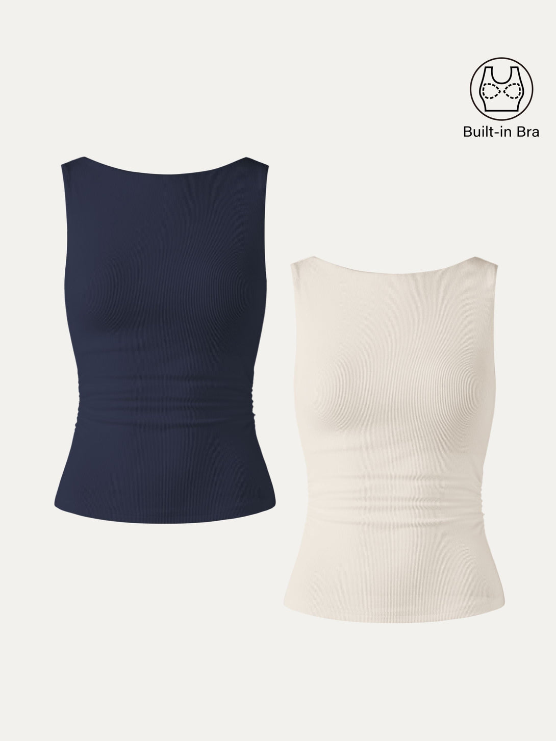 2Pcs Set Elastic Open Back Brami Tank