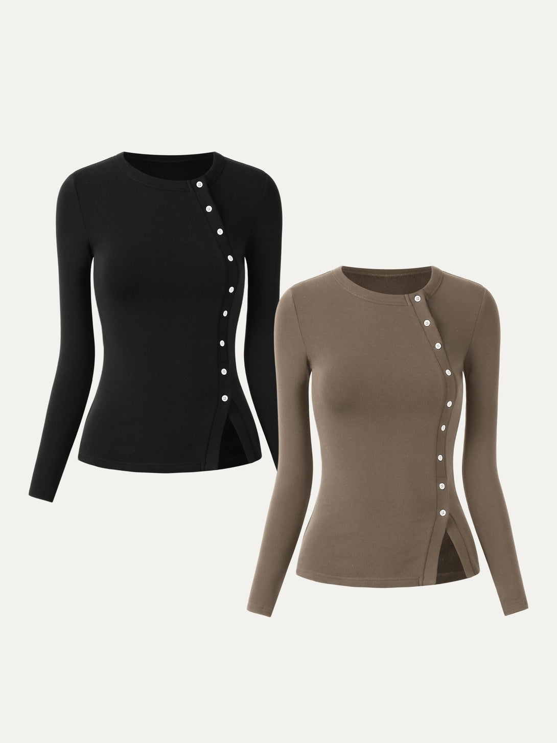 Asymmetrical Placket Top Black/Rock Thunder XS