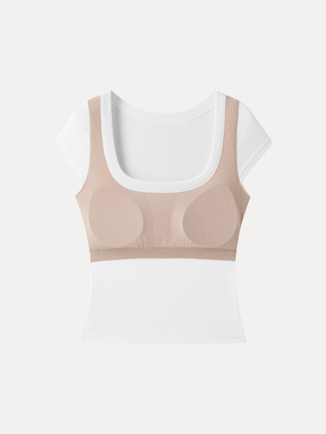 Stretch Cotton Square Neck Cap Sleeve Brami