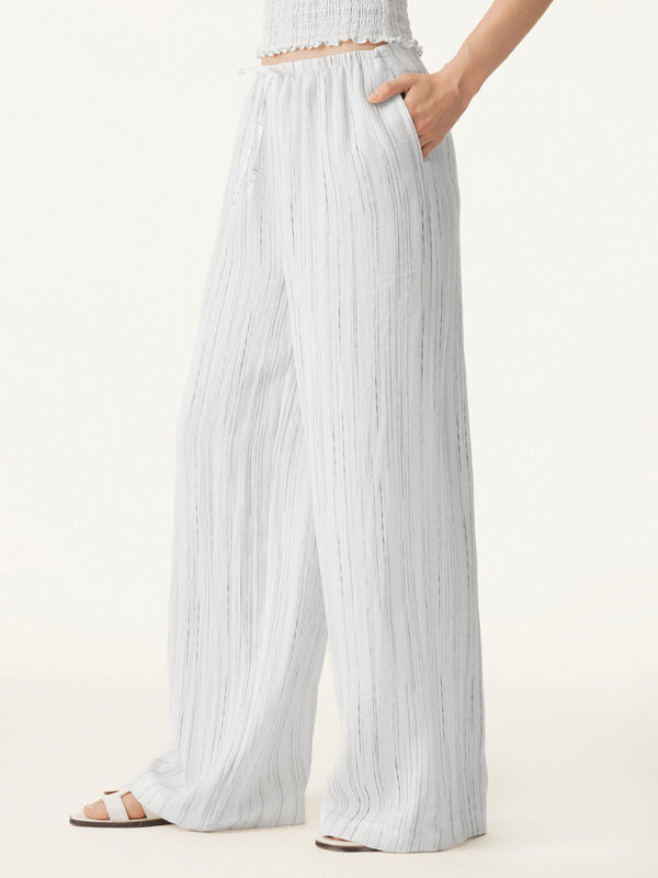 Summer Classic Striped Wide Leg Pants with Pockets