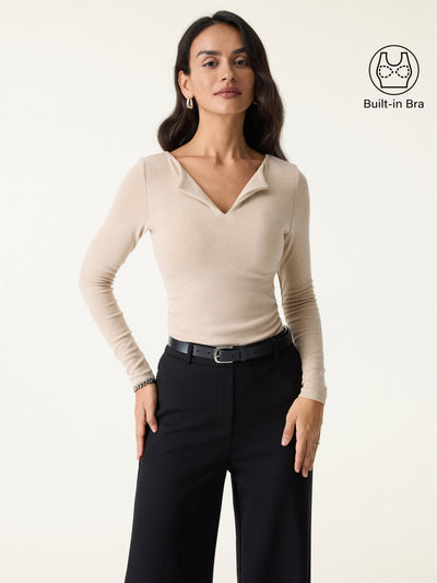 Flapped V-neck Side Ruched Brami Natural Calico XS