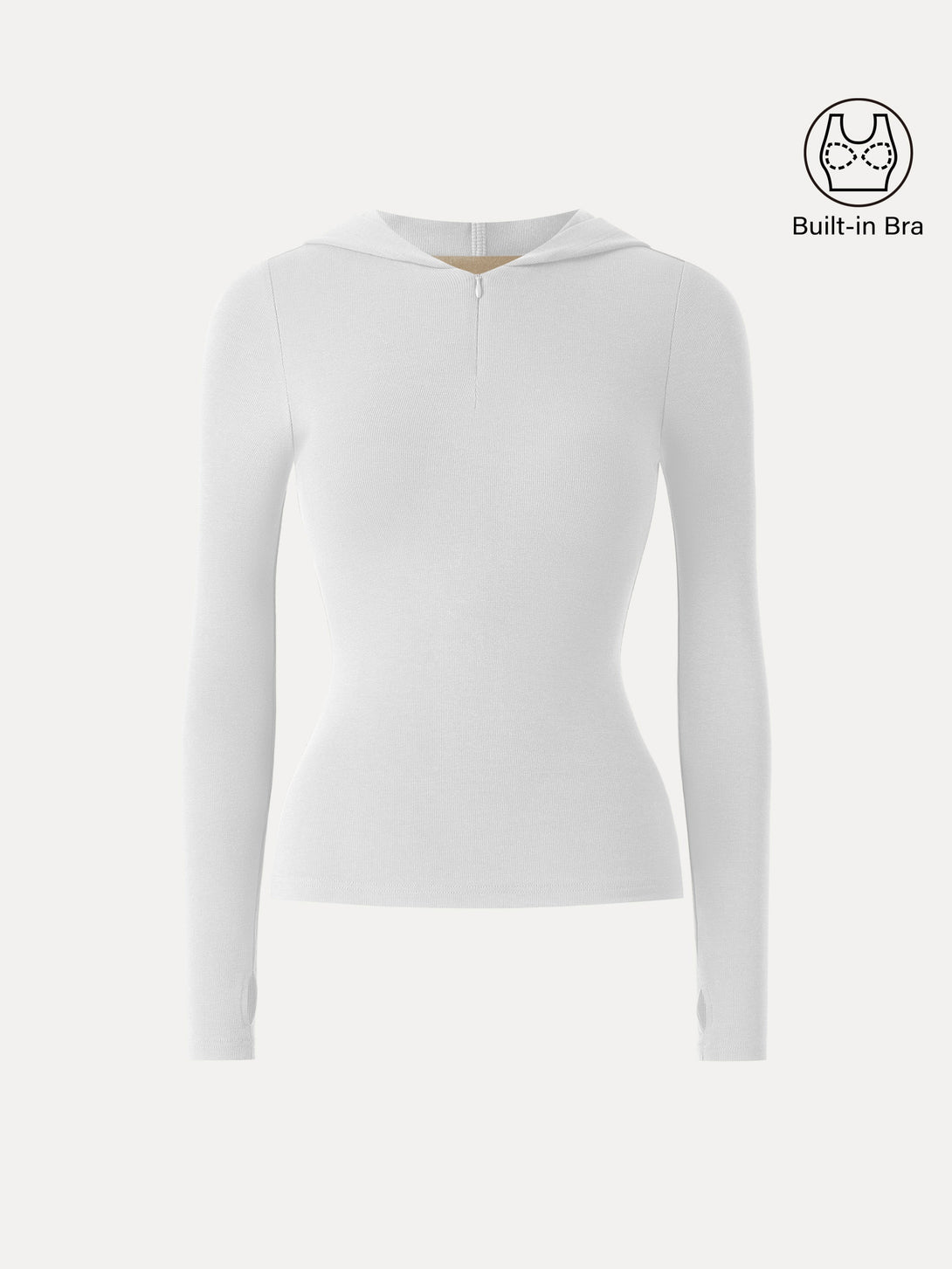 Slim Fitted Quarter Zip Pullover Hoodie White XS