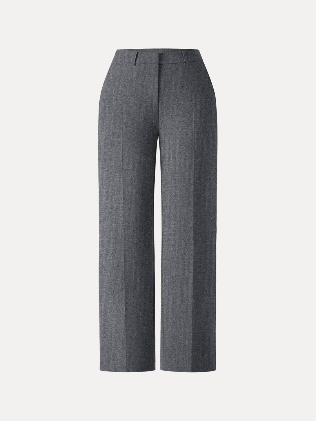 Mid Rise Straight Leg Creased Trousers with Pockets Petite Heather Night Charcoal