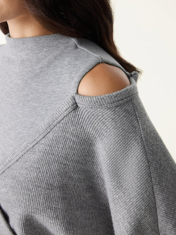Cozy Mockneck Cutout Shoulder Surplice Brami