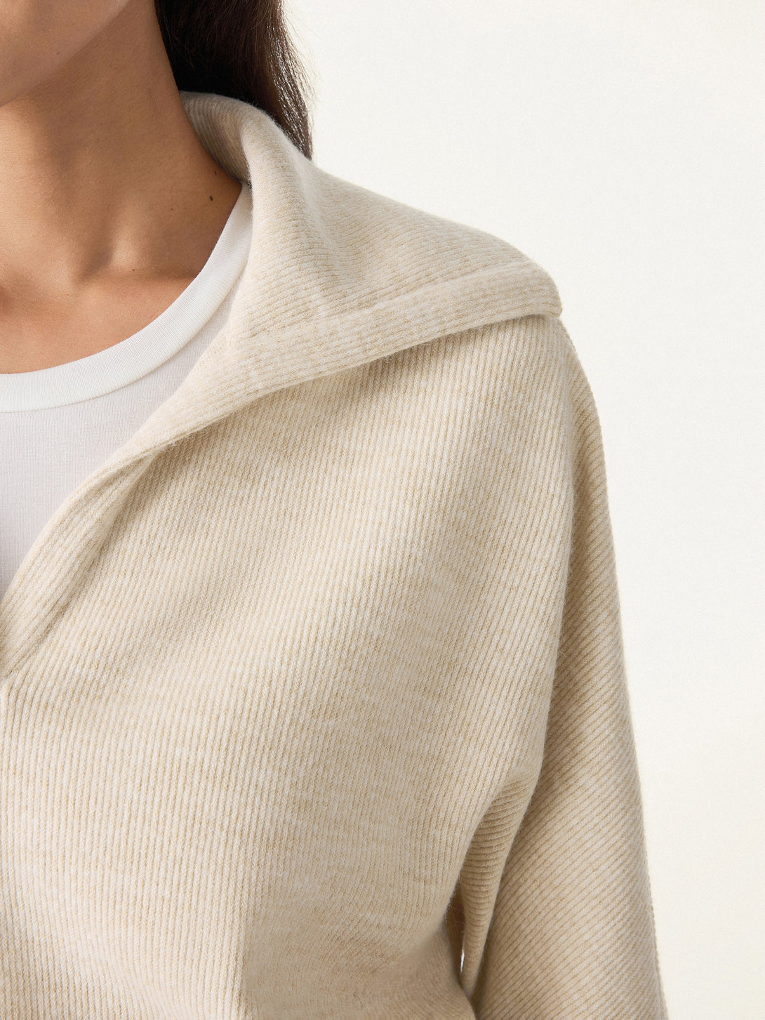 2Pcs Set Collared V-Neck Batwing Sleeve Pullover & Ribbed Midi Pull-on Skirt