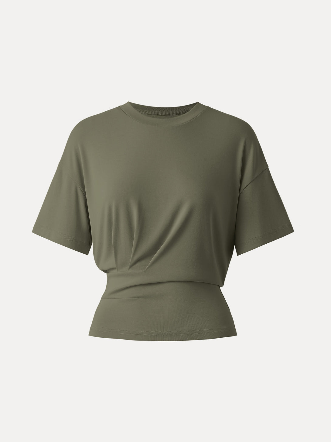 Crewneck Short Sleeve Tucked Tee Olive XS