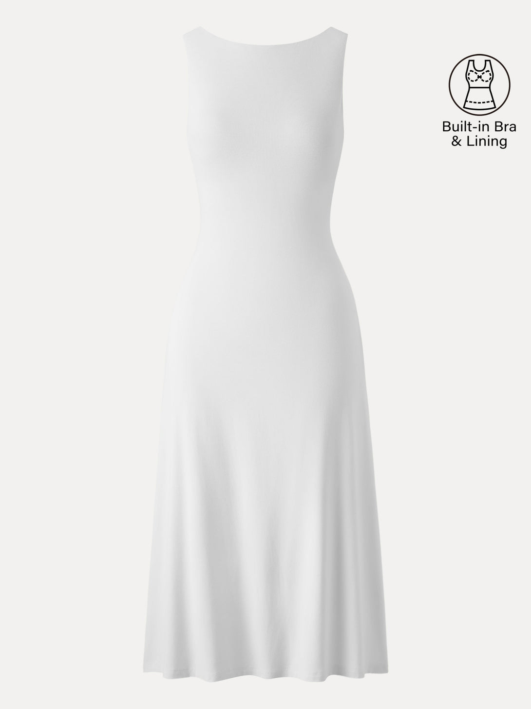 Classy Boatneck Open Back Bandless Midi Brami Dress