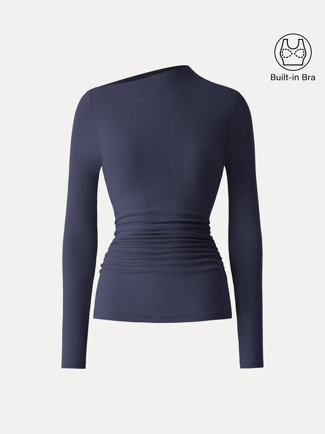 Light Warm Slanted Mockneck Ruched Brami Midnight Navy XS