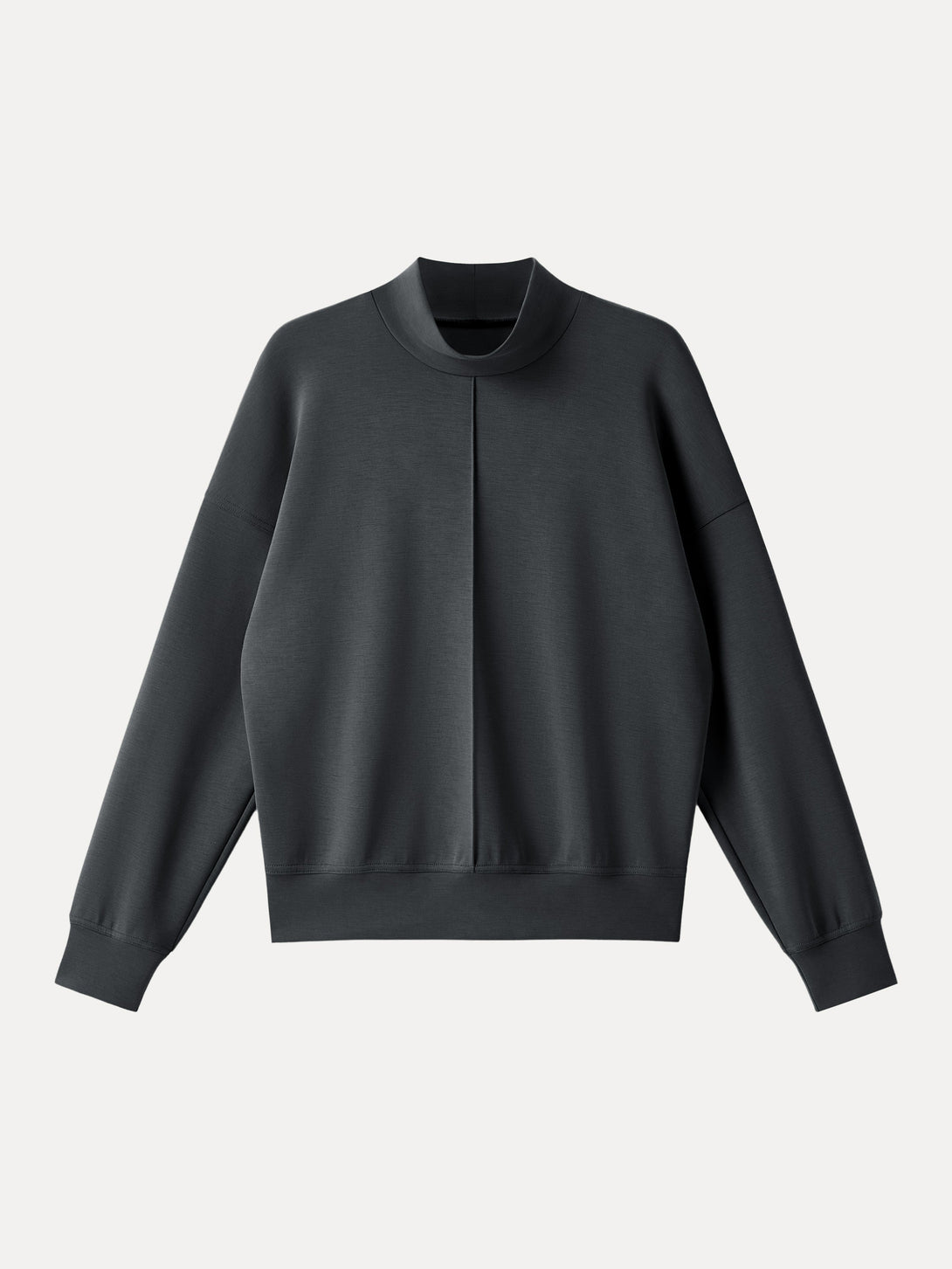 Modal Spacer Mockneck Long Sleeve Pullover Shirt Blue Charcoal XS