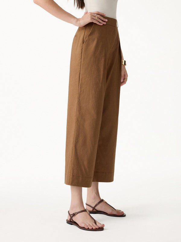 OGLmove Wrinkle-Resistant Linen Cropped Wide Leg Pants