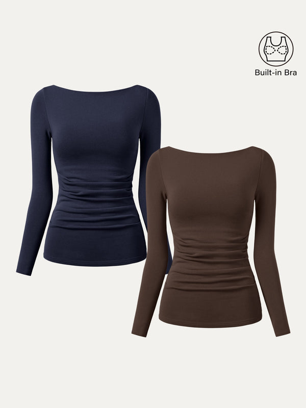 2Pcs Set Boatneck Tucks Brami Top