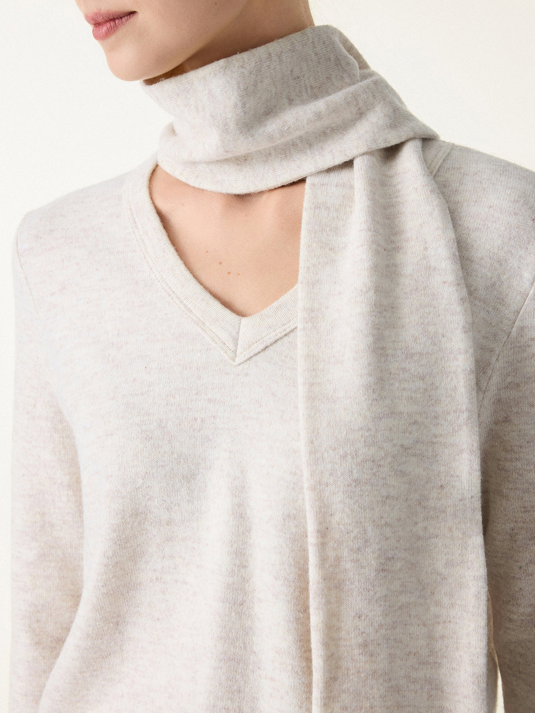 Relaxed Fit V-Neck Top with Scarf