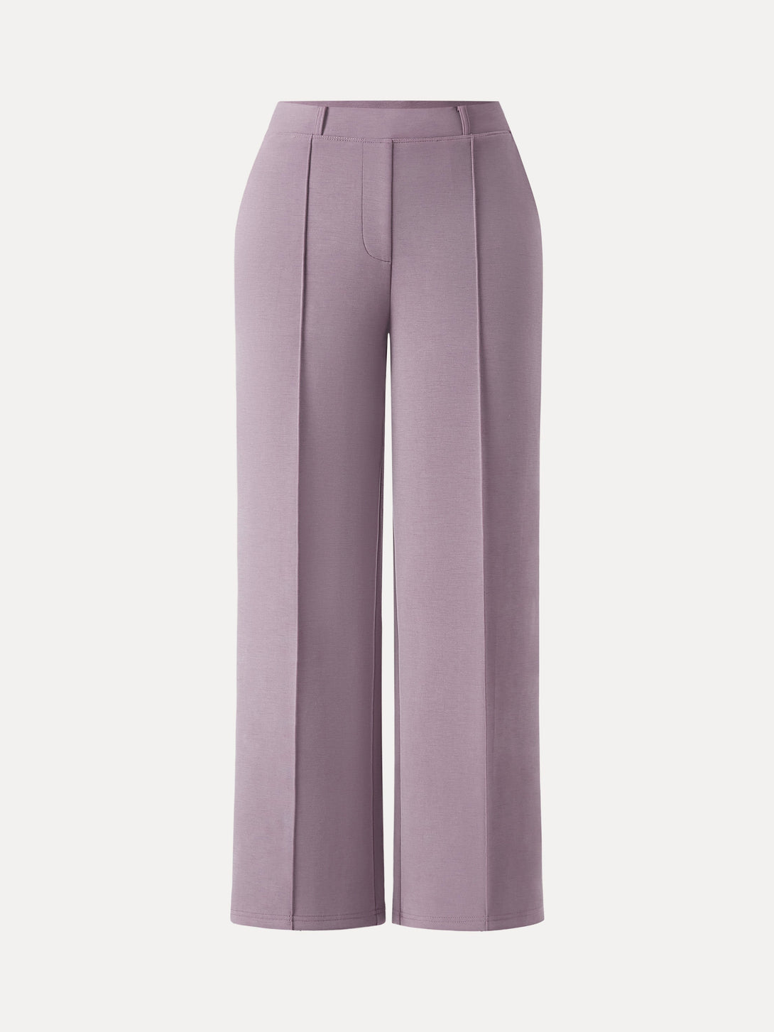 Wrinkle-Resistant Mid Rise Straight Leg Pants with Pockets Petite Millennial Pink