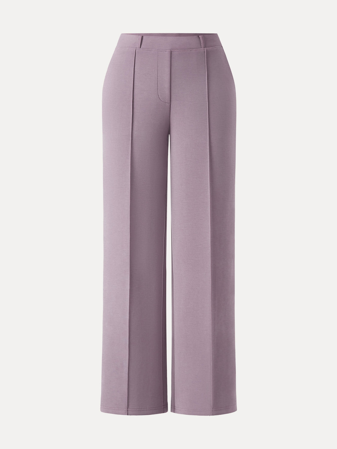 Wrinkle-Resistant Mid Rise Straight Leg Pants with Pockets Regular Millennial Pink