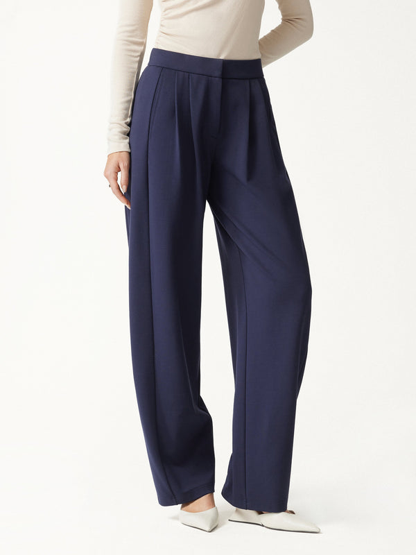 OGLmove Ponte Low-Rise Ankled Barrel Pants with Pockets Navy XXS
