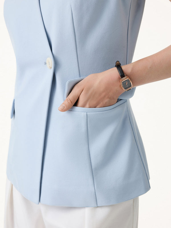 OGLmove Summer V-Neck Office Staple Waistcoat with Pockets