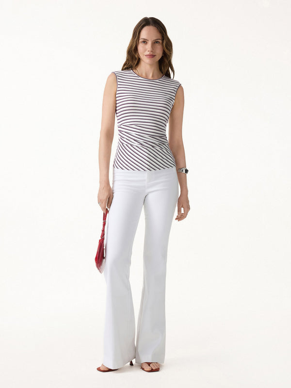 OGLmove Lyocell Striped Tucked Sleeveless Bra Top