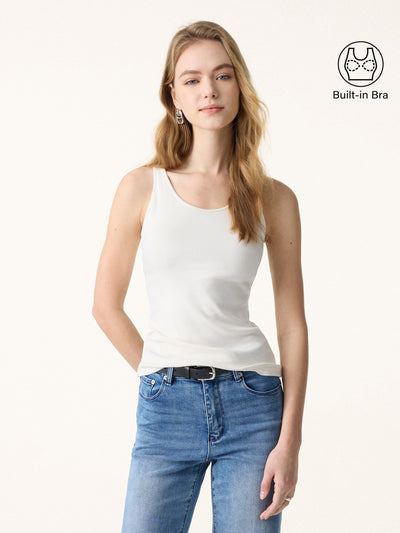 Cotton Lyocell U-Neck Brami Tank Ivory XS