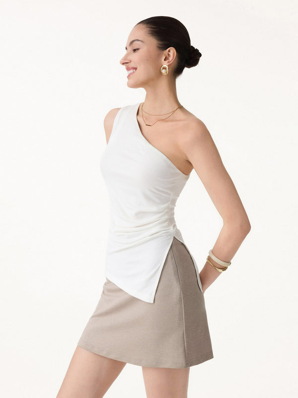 OGLmove Linen Knit One Shoulder Bra Tank