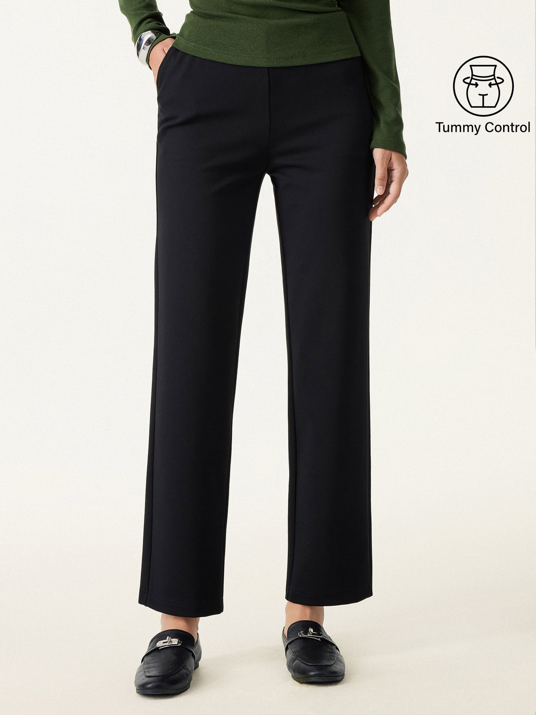 Tummy-Control Slim Ponte The Everyday Pant Regular Black