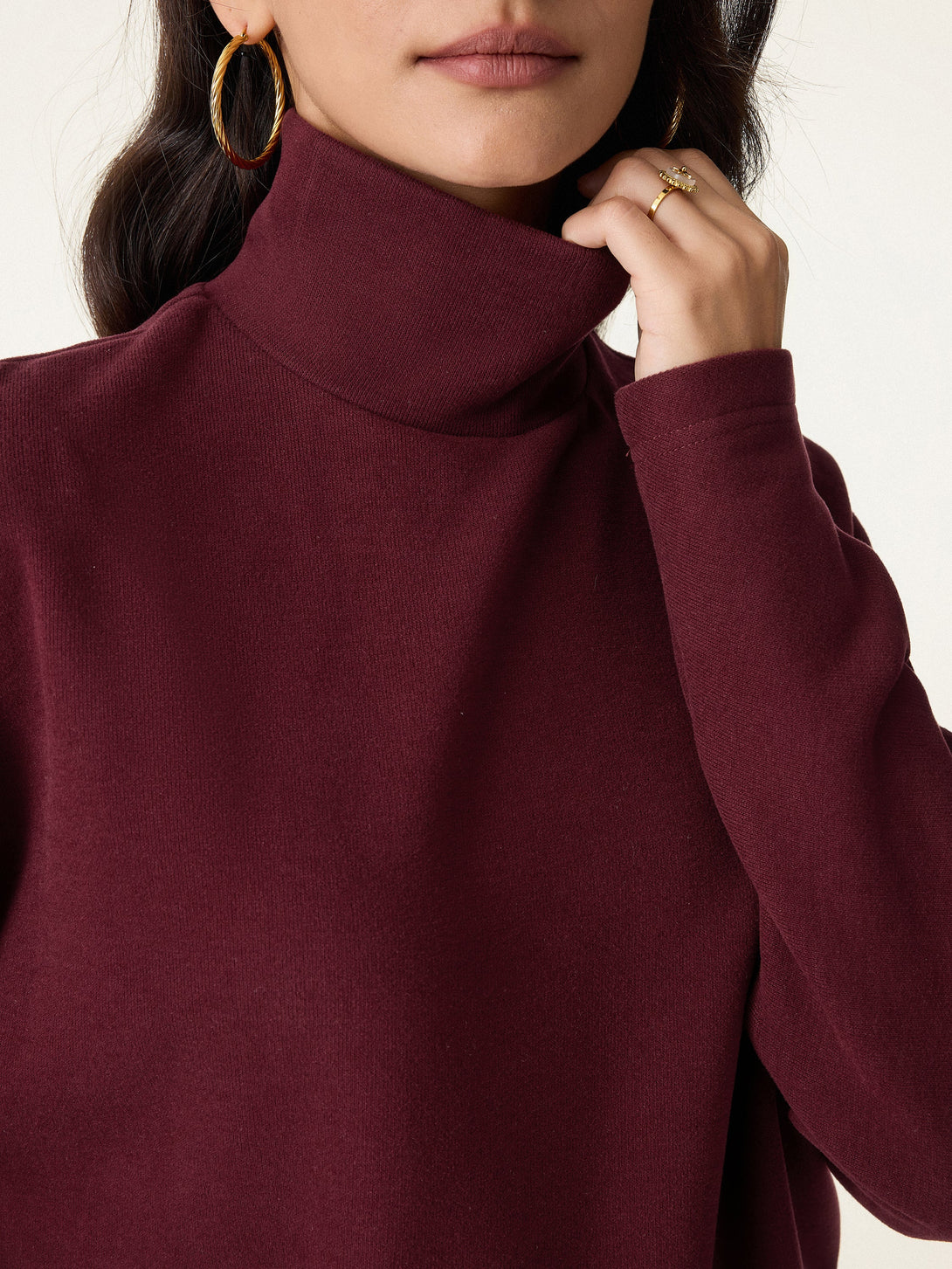 Cozy Warm Mockneck Batwing Sleeve Brami