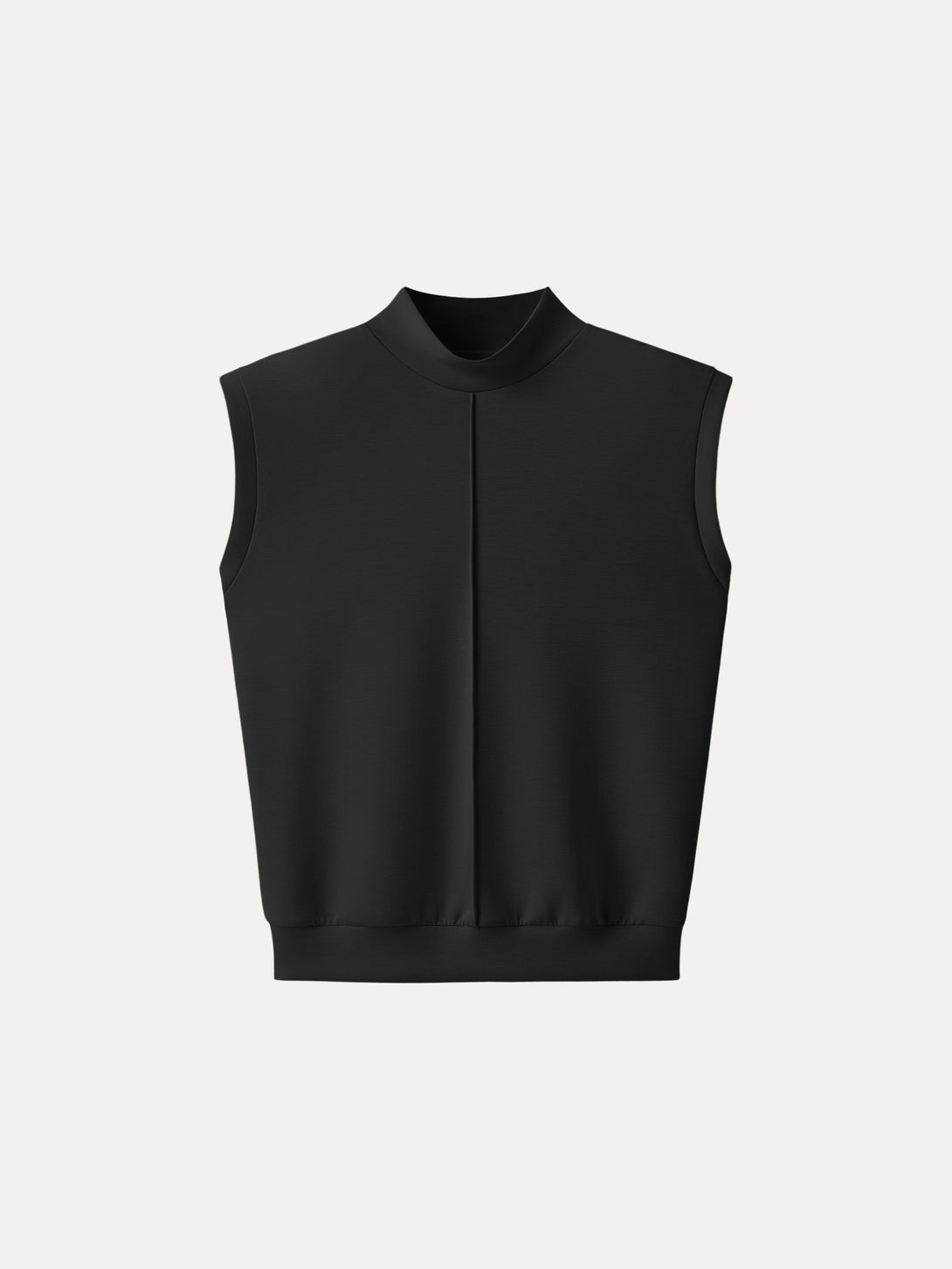 Modal Spacer Mockneck Wide Shoulder Top Black XS