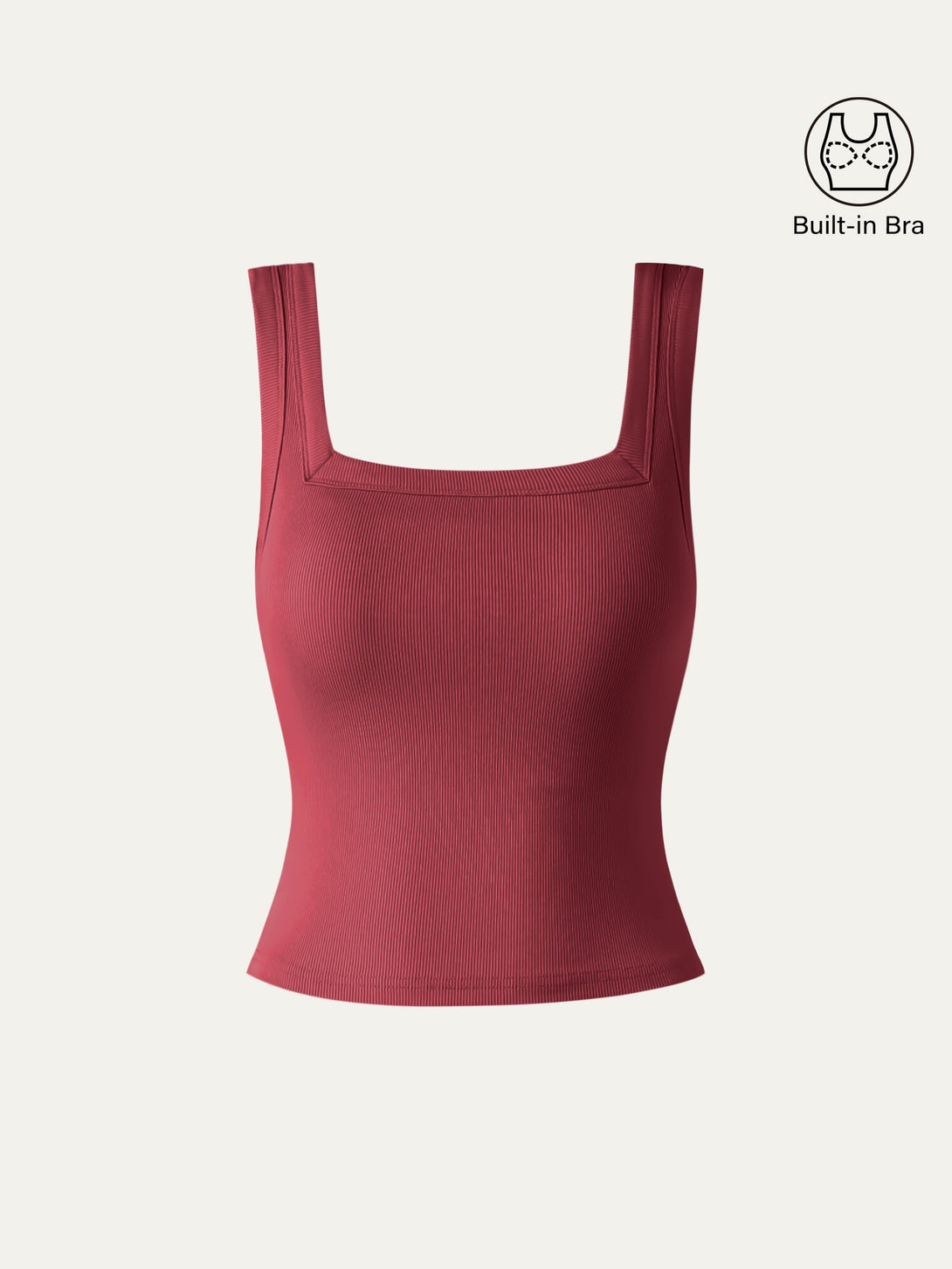 Slinky Square Open-Back Brami Tank Top Carmine Red Cropped