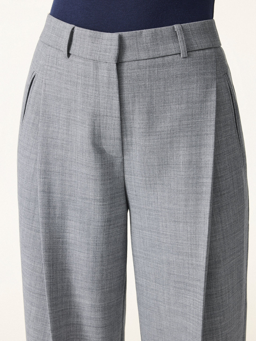 4-Way Stretch Mid Rise Cropped Tapered Trousers with Pockets