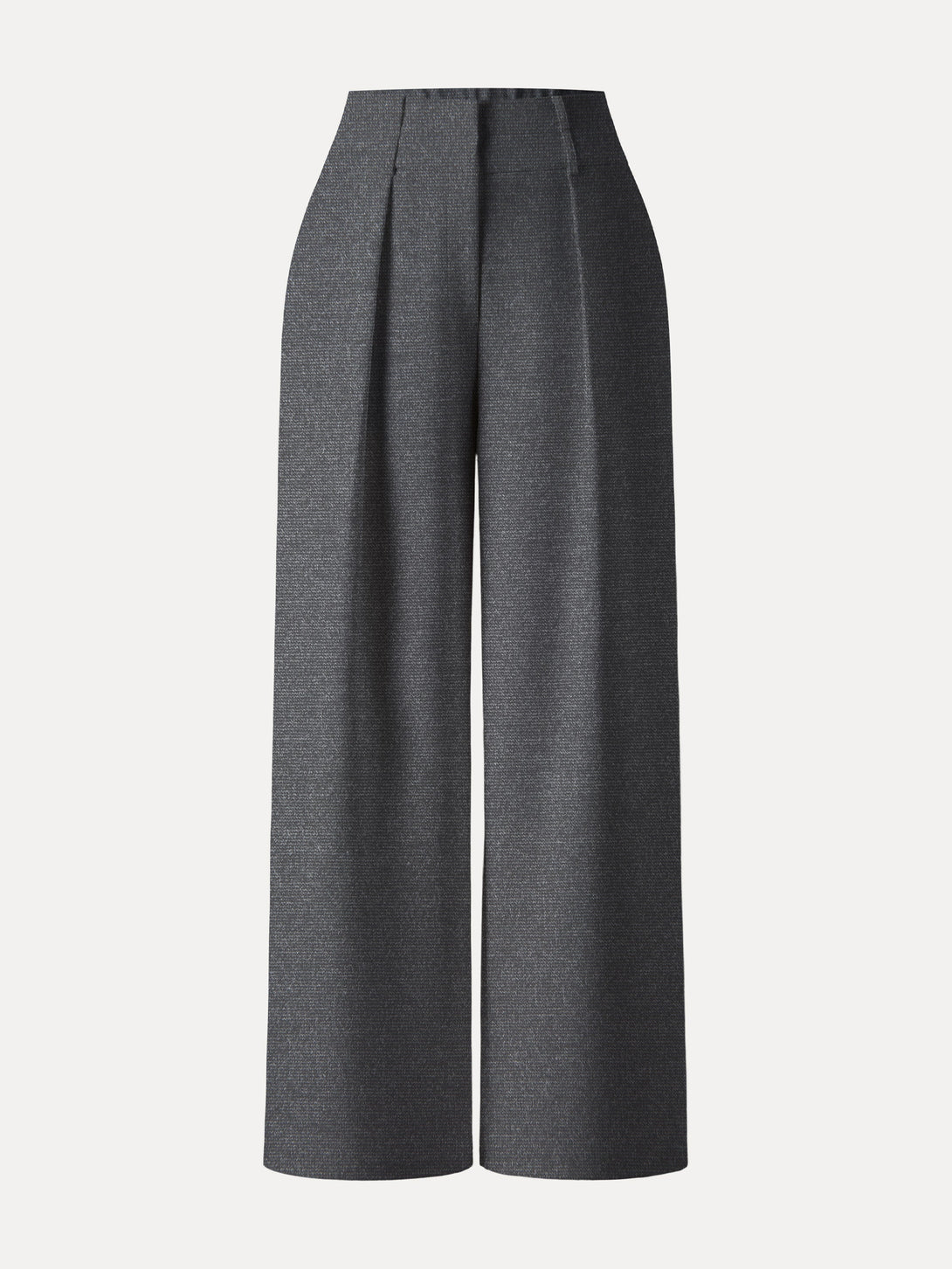 Stretchy High Rise Cropped Wide Leg Pants with Pockets Regular Heather Black