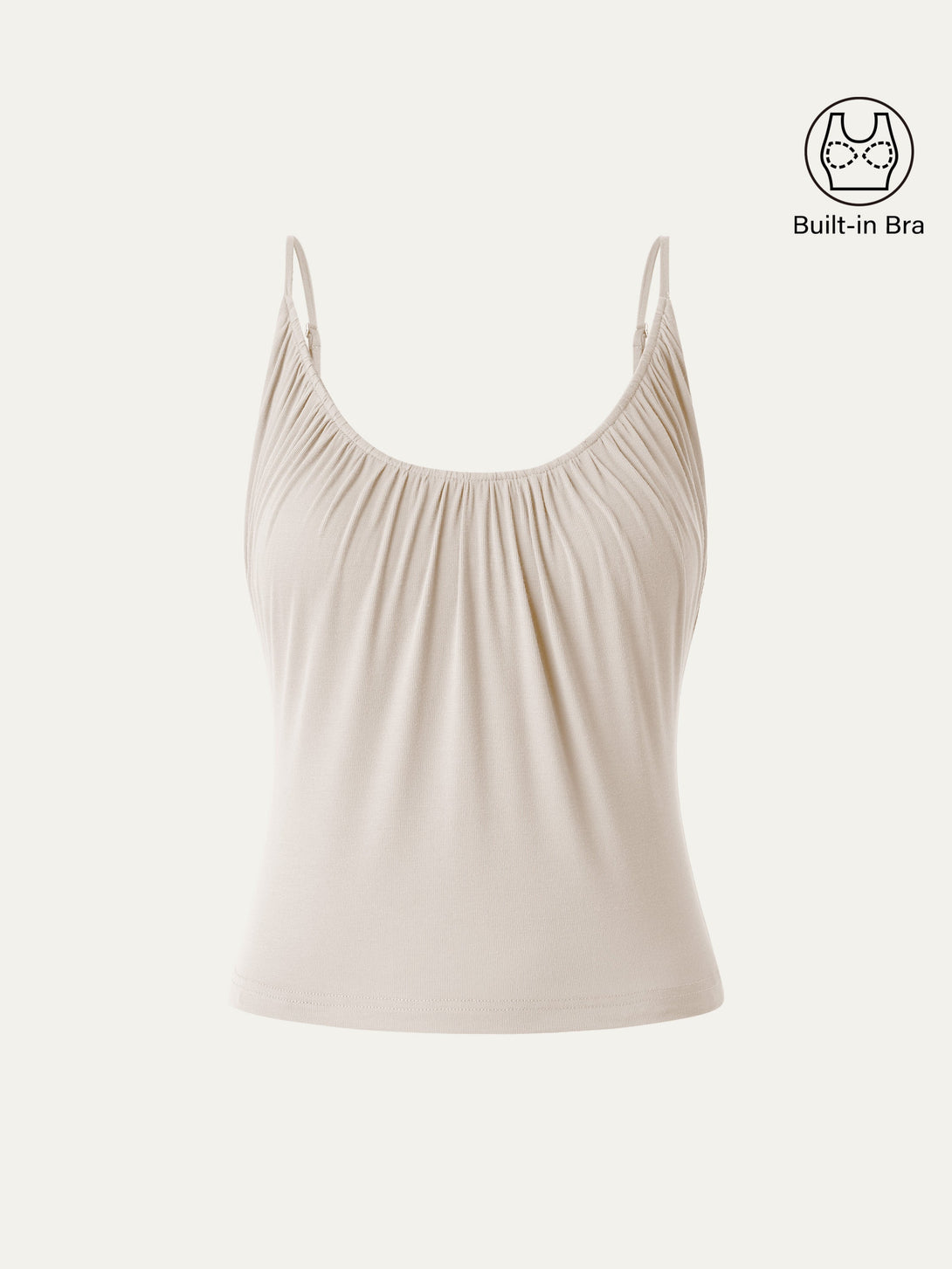 Scoop Neck Gathered Spaghetti Brami Top Fog XS