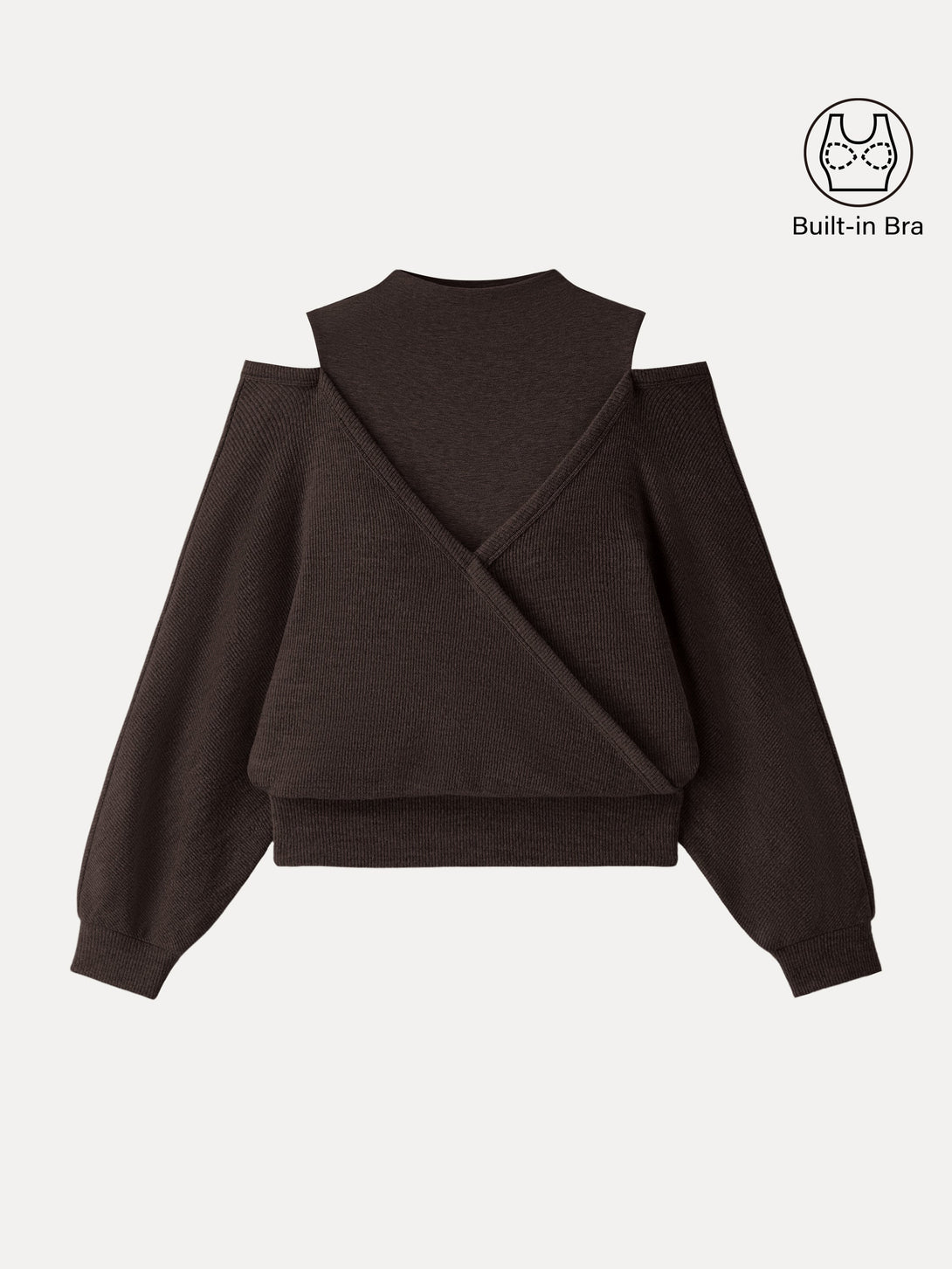 Cozy Mockneck Cutout Shoulder Surplice Brami